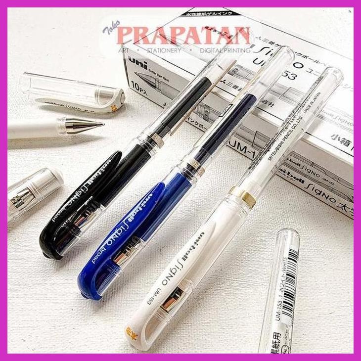 

( SEKOLAH / LUKIS ) READY UNI BALL GEL INK ROLLER WHITE PEN SIGNO UM-153 (SENI / MENGGAMBAR / ART / KERAJINAN ) PACKING AMAN