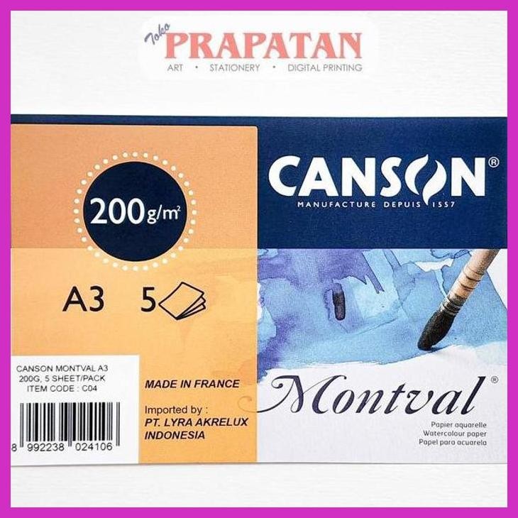 

( SEKOLAH / LUKIS ) DISCOUNT CANSON MONTVAL WATERCOLOR PAPER A3 200GSM | KERTAS CAT AIR (SENI / MENGGAMBAR / ART / KERAJINAN ) PACKING AMAN