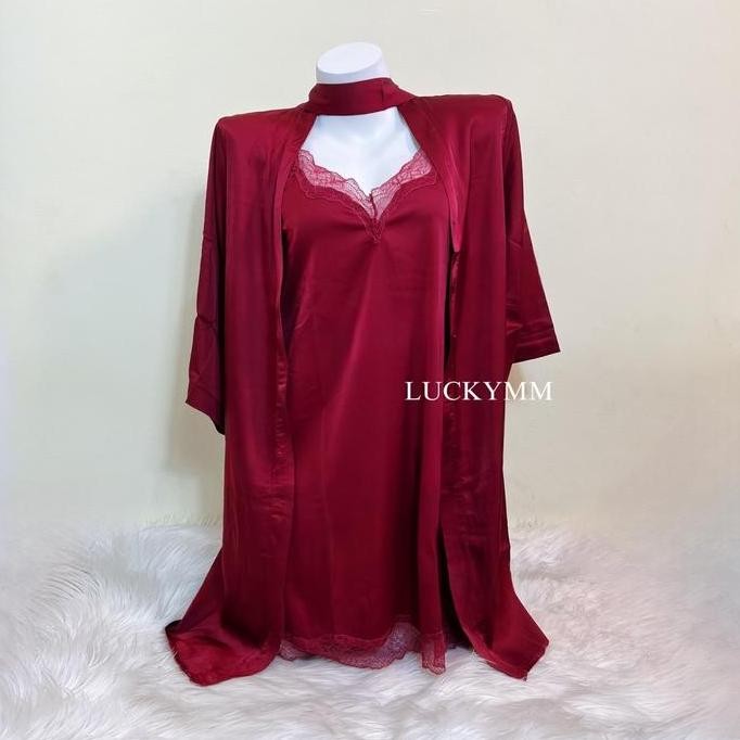 Olivia - Baju Tidur Wanita Dewasa / Sleepwear Kimono Satin 2In1 / Baju Tidur Kimono Satin 240