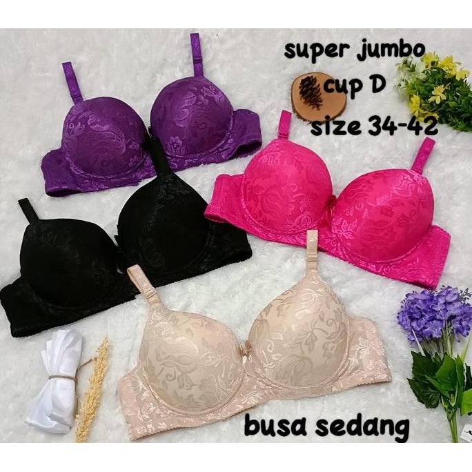 [ Obral Isi 1 Pcs Dan 3 Pcs ]Bra Super Jumbo Kawat Busa  Tebal Bagian Bawah Art D55