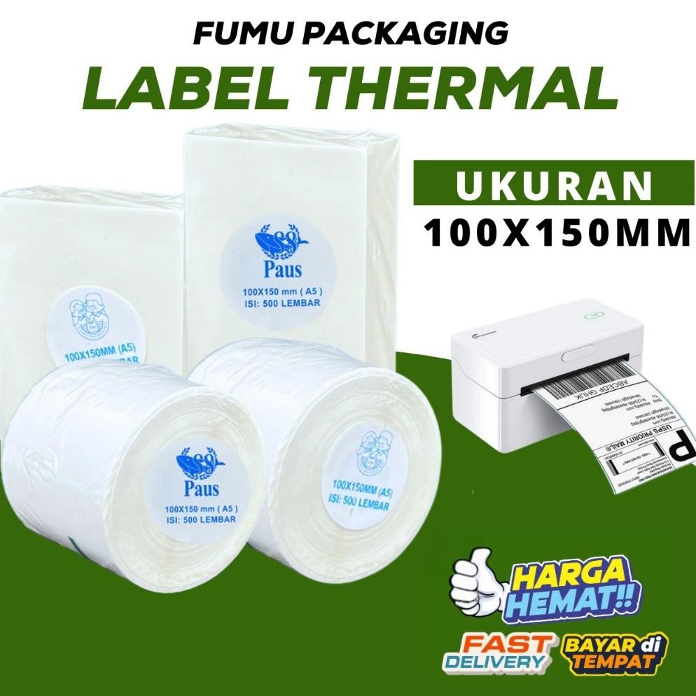

JH8 Kertas Label Stiker Print Resi Sticker Thermal Barcode 100x150mm Isi 500pcs Real Roll Lipat Premium Tinta Jelas Lem Kuat Berkualitas Murah Grosir