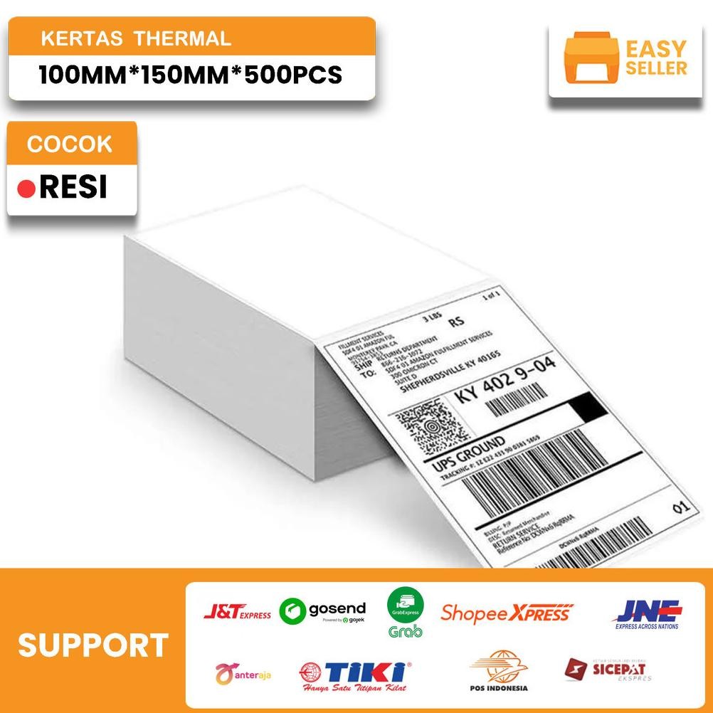 

JH8 Label Thermal Resi Stiker 100x150 mm / Kertas Sticker A6 100 x 150 mm / Paper Thermal 100x150mm 500 Lembar Roll