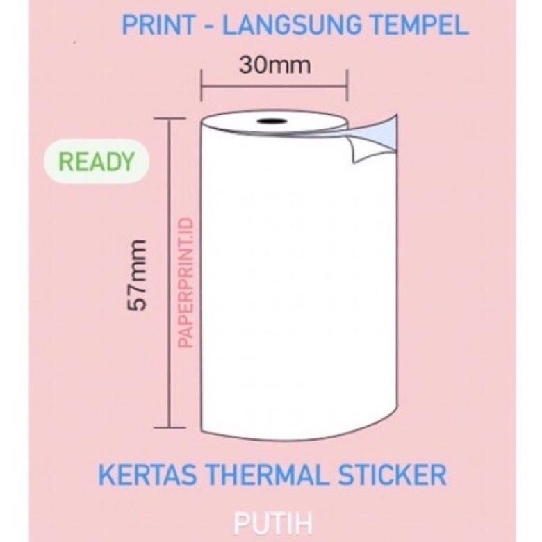 

JH8 (3 ROLL) LABEL WHITE STIKER PAPERPRINT PREMIUM STIKER RESI THERMAL Stiker 57x30 58x30 mm kertas Peripage Paperang Panda Kasir Eppos online shop