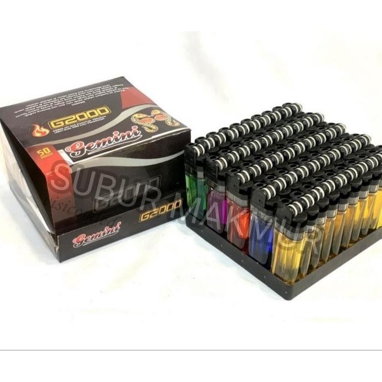(50 Pcs) Korek Roda G2000 Gemini - Korek Api Gas Roda Kepala Hitam Korek Api Gas  Model Korek Tokai 