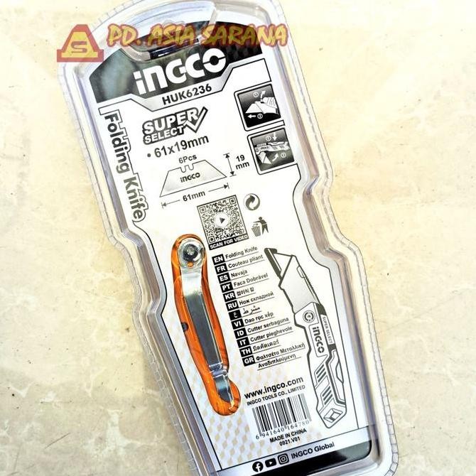 

ready !!! Pisau Lipat Alumunium SK5 INGCO HUK6236 Utility Cutter Folding Knife