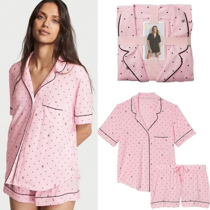 Set Piyama Victoria Secret Katun Supersoft Modal Short Pajamas Set Co