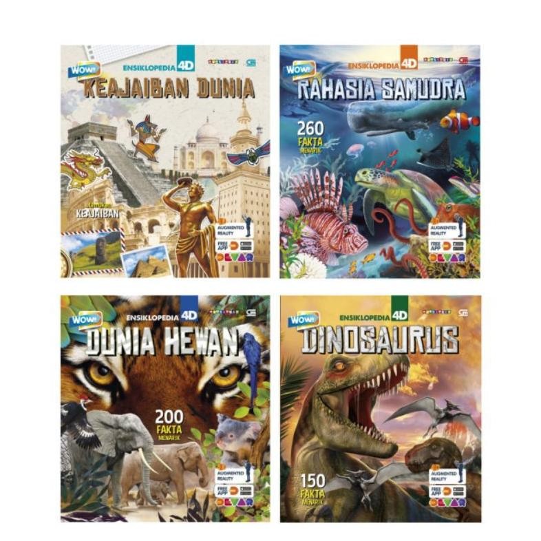 JH8 Buku Wow Ensiklopedia 4D Keajaiban Dunia Rahasia Samudra Dinosaurus Dunia Tumbuhan Serangga Hewa