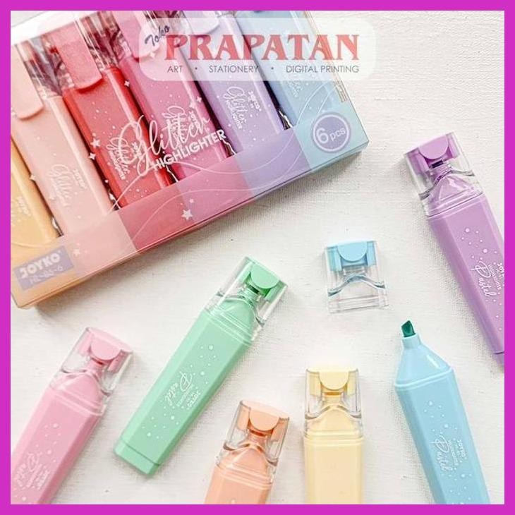 

( SEKOLAH / LUKIS ) SALE JOYKO HL-85~86 HIGHLIGHTER GLITTER PASTEL SET 6 | PENANDA WARNA (SENI / MENGGAMBAR / ART / KERAJINAN ) SIAP KIRIM