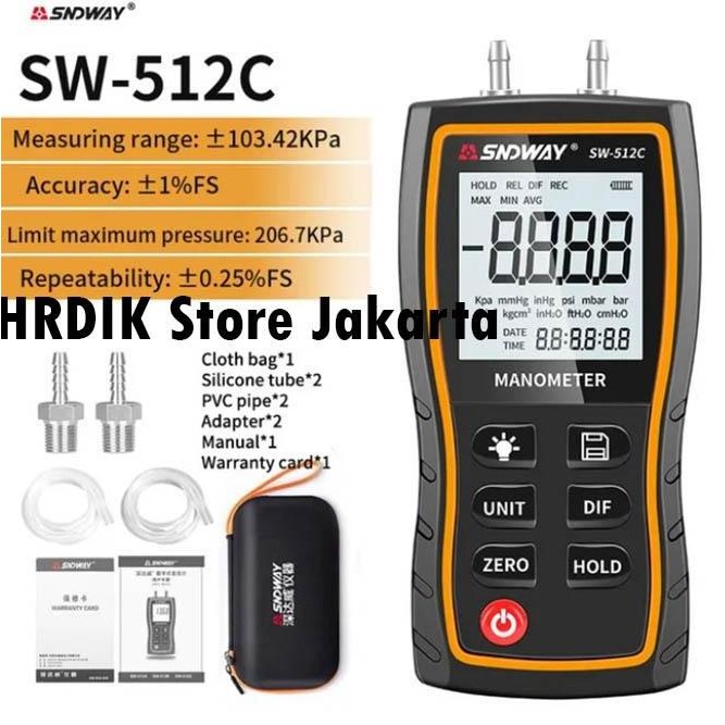 Manometer Sndway SW-512C Air Pressure Gauge Differential SW512C Tester