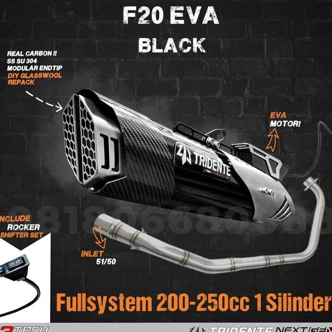 PROMO KNALPOT 3 SUARA TRIDENTE F20 EVA MOTOR SPORT 175 - 250CC 1 SILINDER BERGARANSI RESMI & ORIGINA