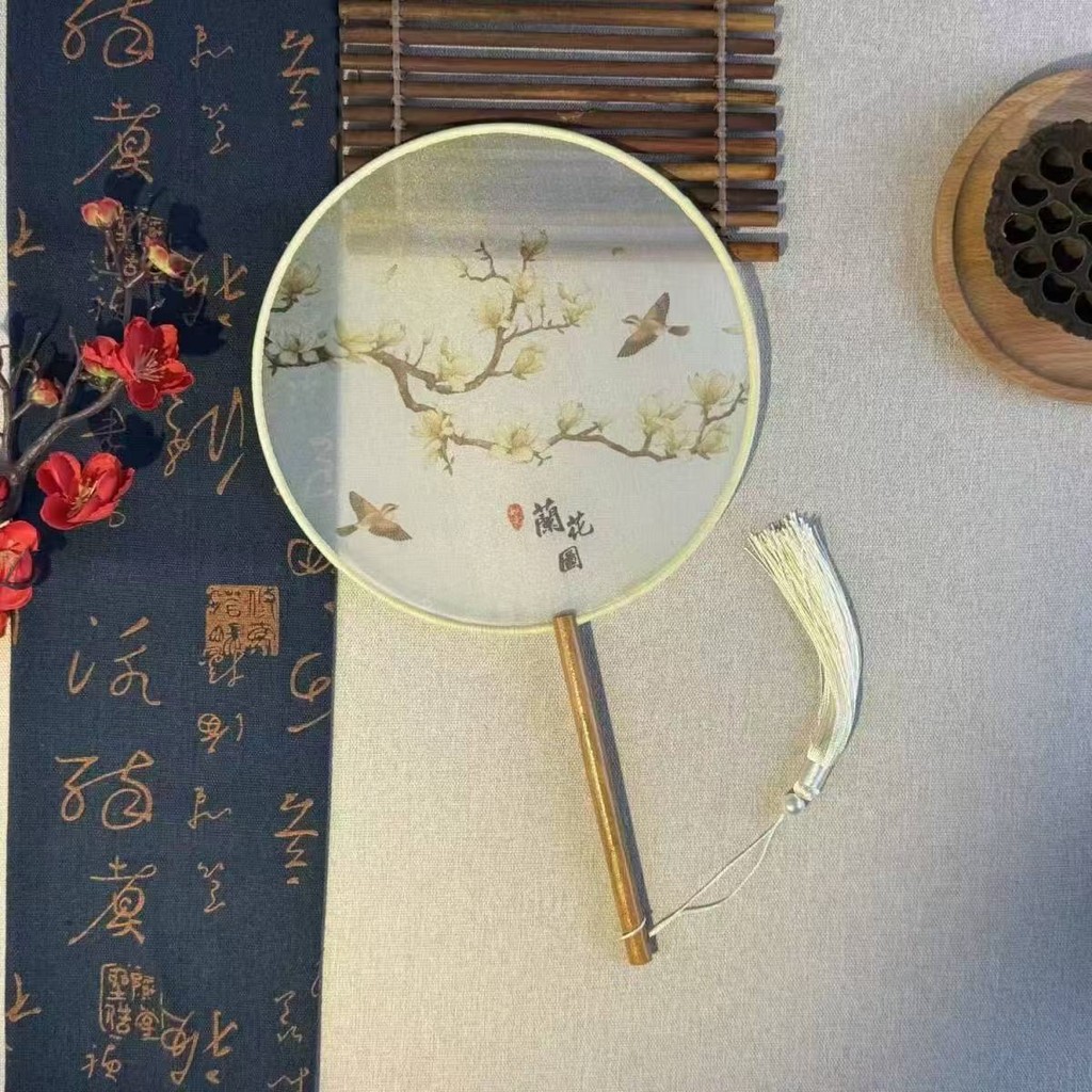 Kipas Tarian Cina Gaya Retro Baru Cetakan Cheongsam Kipas Bulat