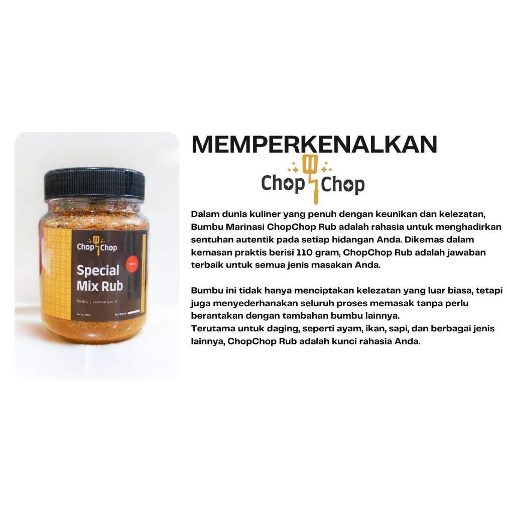 

rq-56 df-8 Chopchop Special Mix Rub Original Bumbu Marinasi Rendah Kalori / Diet Serbaguna 110gr Hemat Sale