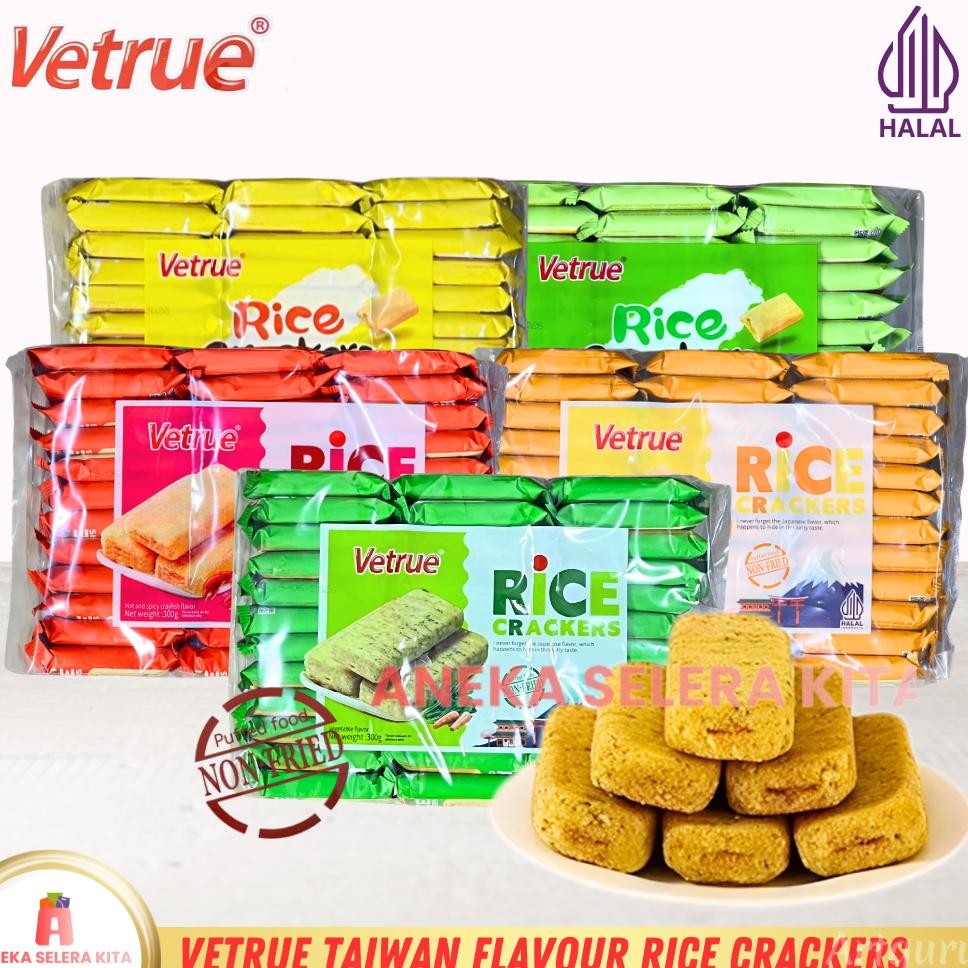 

Vetrue Taiwan Flavour Rice Craers Rasa Ed Egg Vegetable Cheese Crayfish Halal 300320Gr