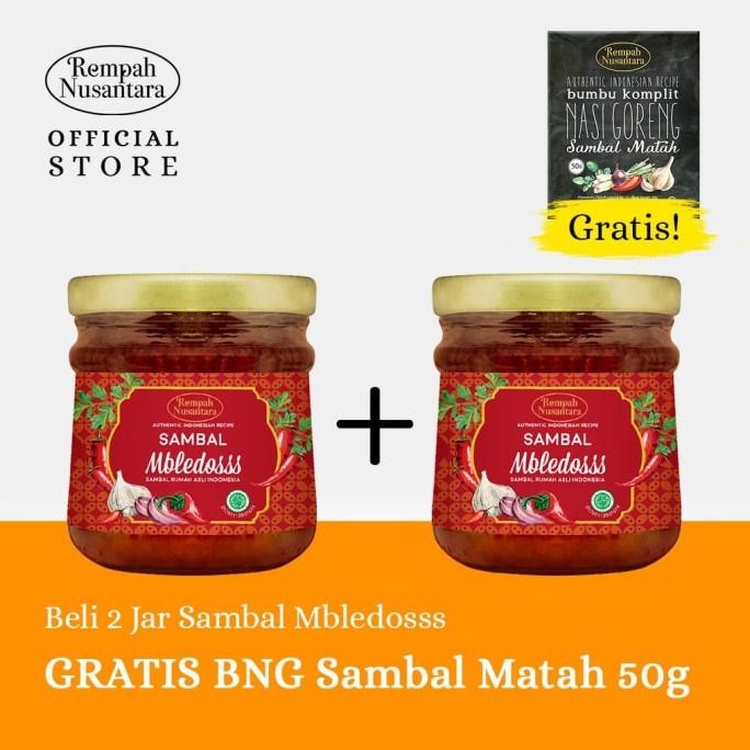 

READY STOK (FREE BUMBU NASI GORENG SAMBAL MATAH 50G) 2 X SAMBAL MBLEDOSS 120G JAR Siap kirim