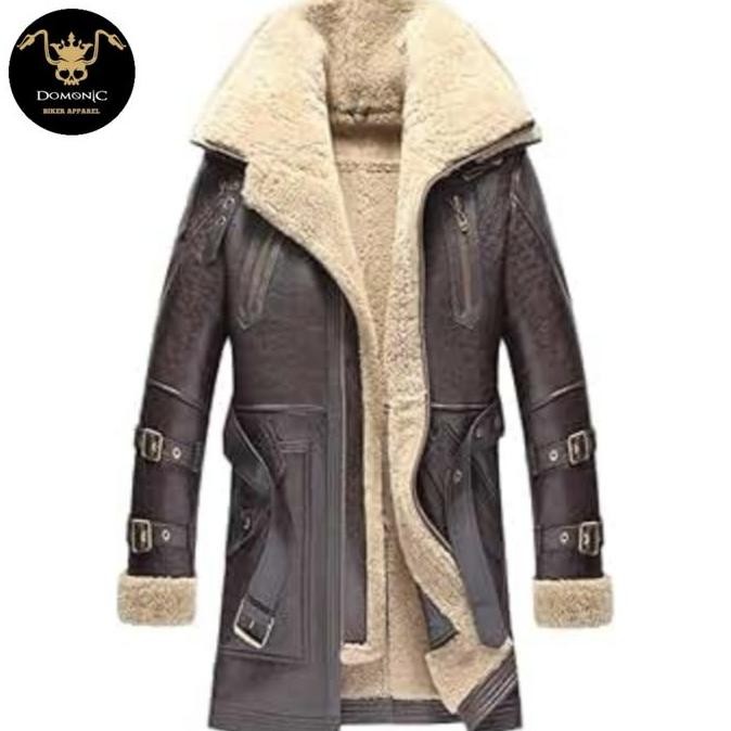 Jaket jubah kulit winter domba import kulit asli jaket musim dingin unisex lambskin coklat Leather P