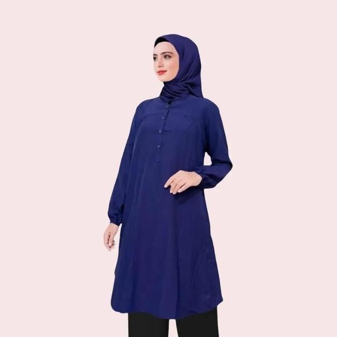 Tunik Wanita Jumbo Katun Rayon Viscose Polos - Model Atasan Panjang - Dress, Midi