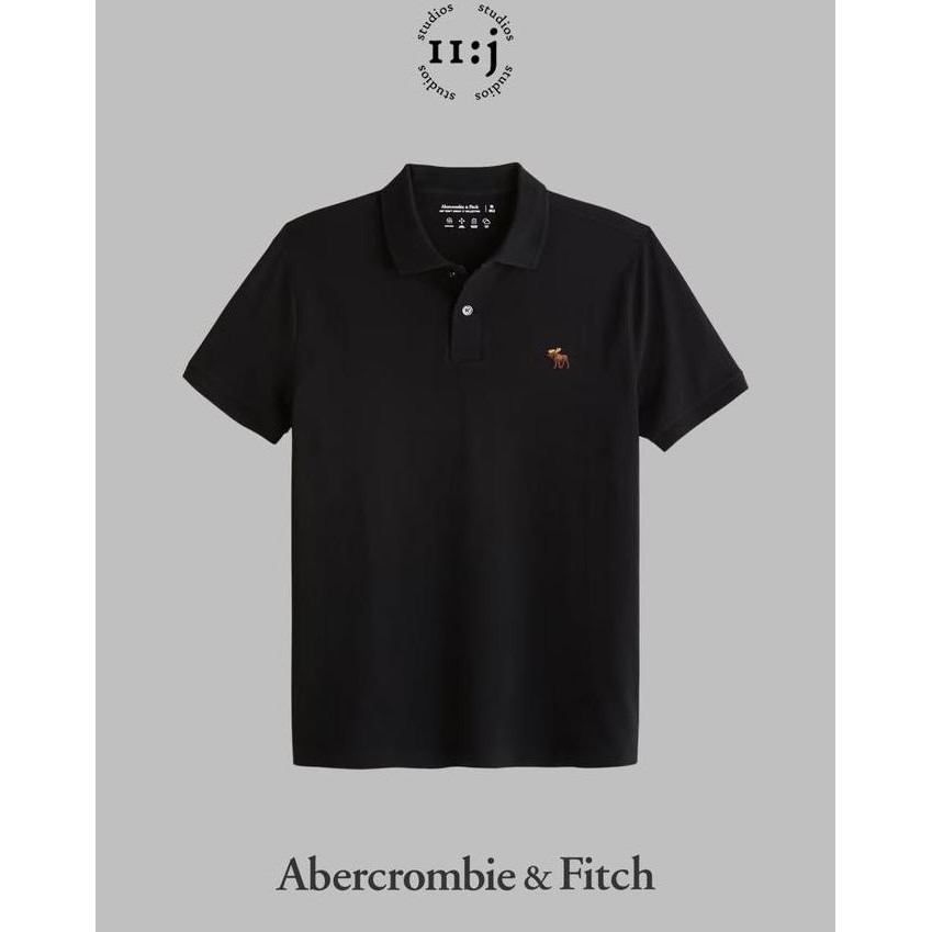 Sale Kaos Polo Abercrombie & Fitch Signature Icon Shirt Original - Black