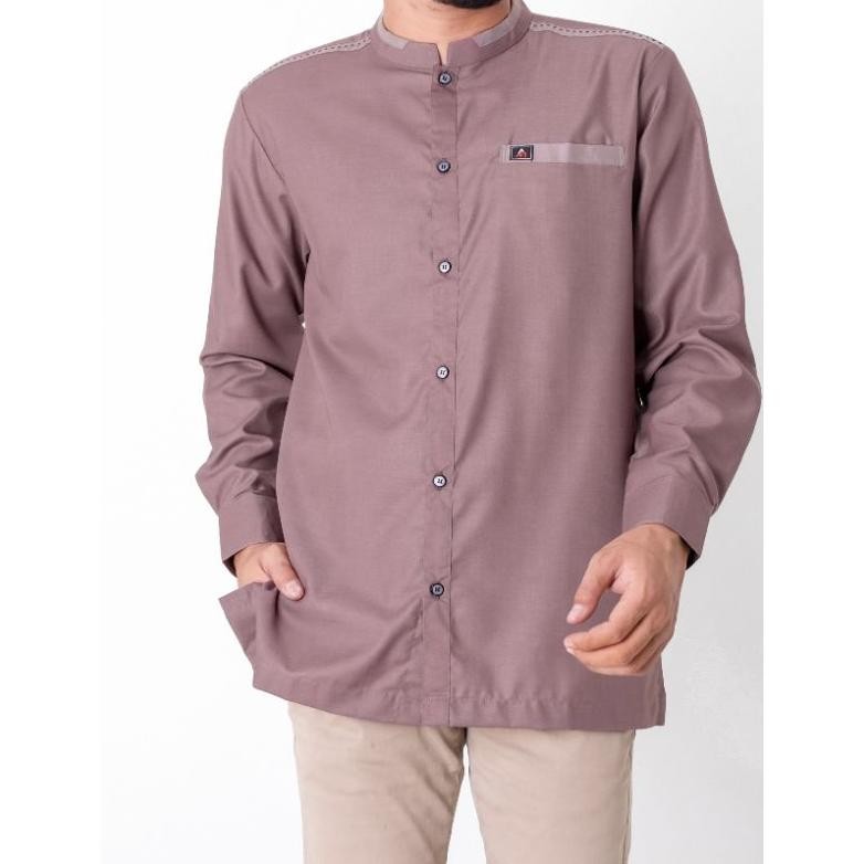 Anr Fadillah 03- Atasan Muslim Pria Kemeja Koko Lengan Panjang Dusty Purple