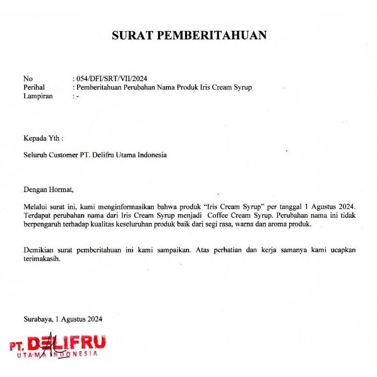 

Coastal Delfiru Syrup 500Ml All Variants - Sirup Merk Delifru Semua Rasa - Caramel Vanila Leci Hazelnut Irish Cream Cotton Candy - Sirup Kopi Teh Mocktail Ga24