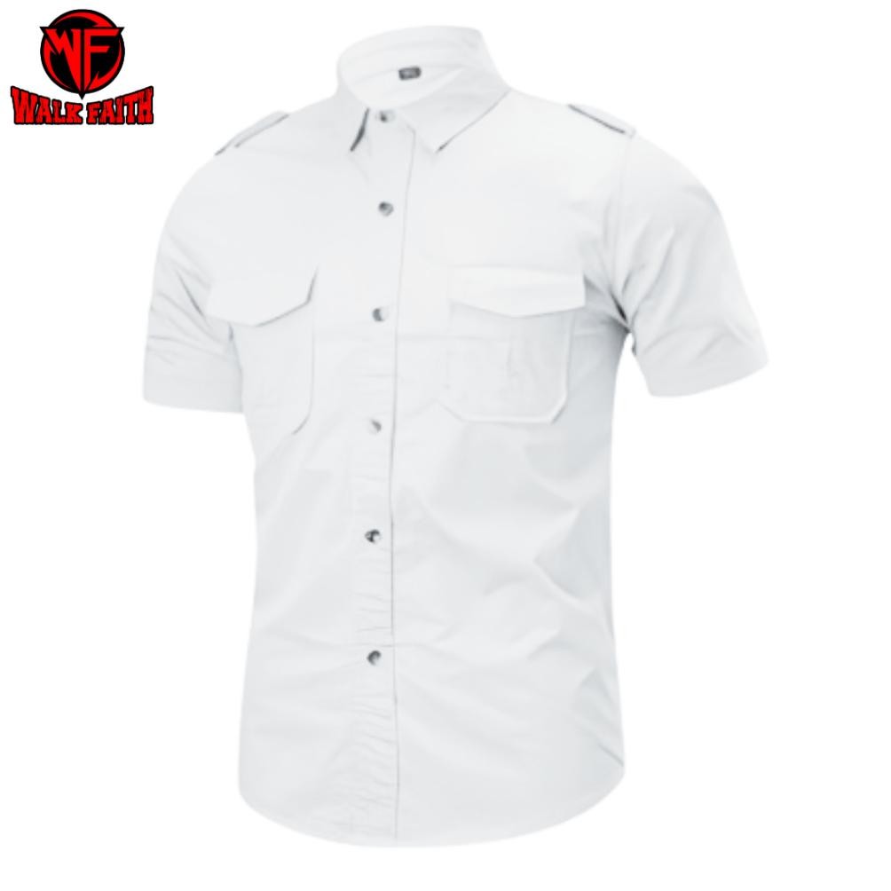 Kemeja Tactical Putih Lengan Pendek / Kemeja Tactical Pria Lengan Pendek / Kemeja Tactical / Kemeja 