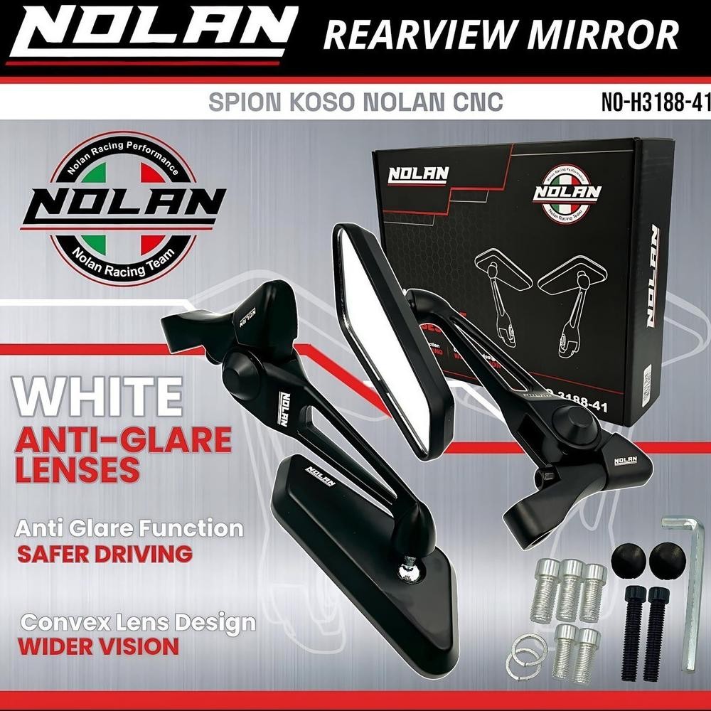 Spion NOLAN Model KOSO Kaca Putih Bahan Aluminium Full CNC Universal vario 160 vario 125 vario150 pc