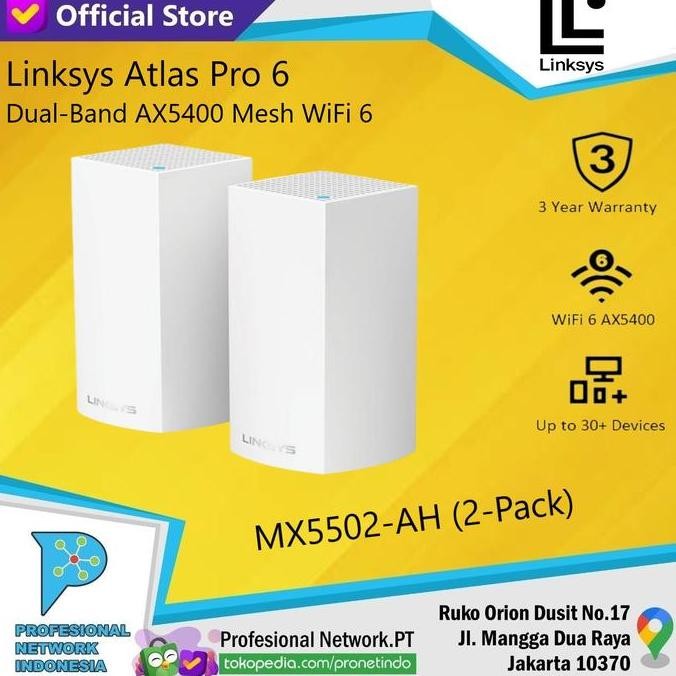 Linksys Atlas Pro 6 Ax5400 Wifi 6 Mx5501-Ah / Mx5502-Ah / Mx5503-Ah New Stok