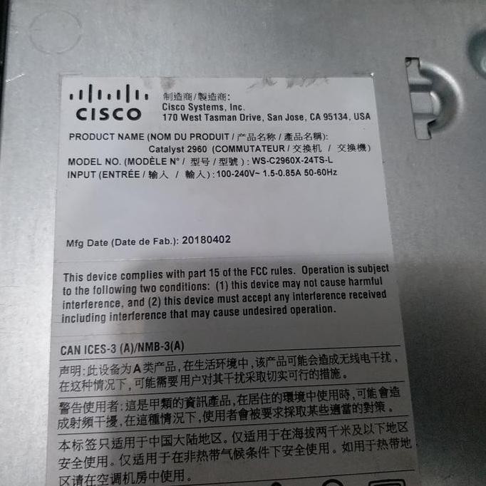 Cisco 2960-X Series Cisco Ws-C2960X-24Ts-L Managable New Stok