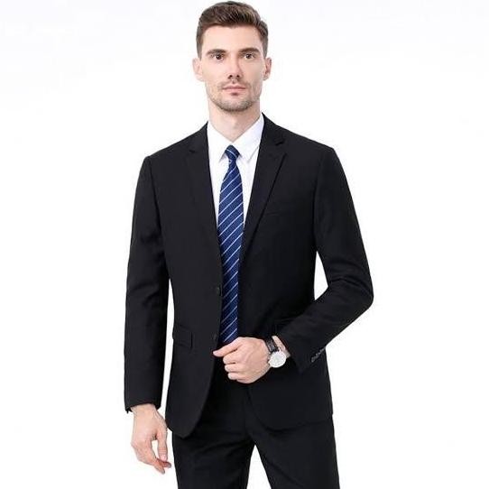 Yarrafa Jas Blazer Pria Hitam Polos Kancing Dua Model Terpopuler Slimfit Formal Casual Korea Style D