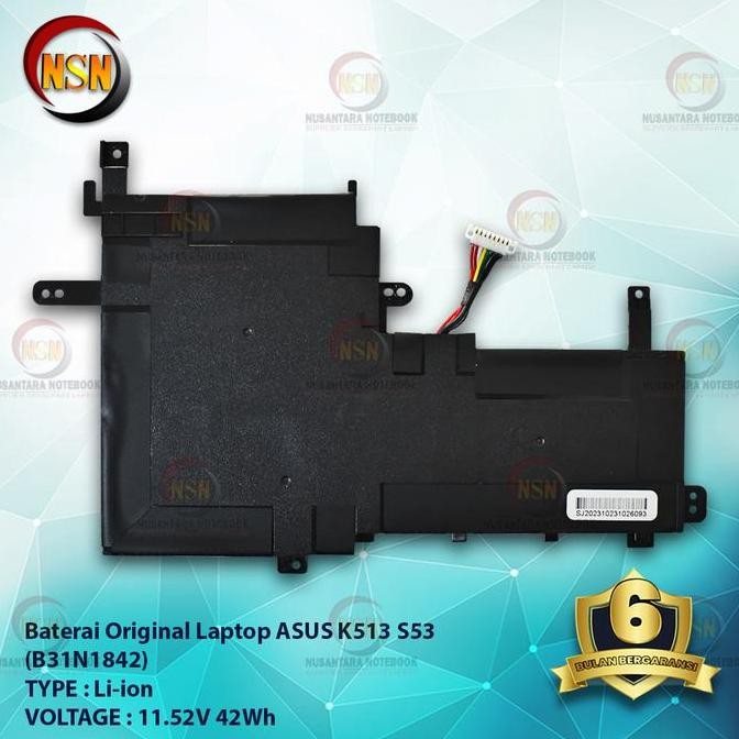 Baterai Original Laptop Asus K513 S531 B31N1842 11.52V 42Wh New Stok