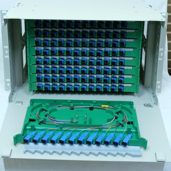 Otb Odf Fiber Optic / Fo Rackmount 48 Core Sc Upc Lengkap 3U Full Set New Stok
