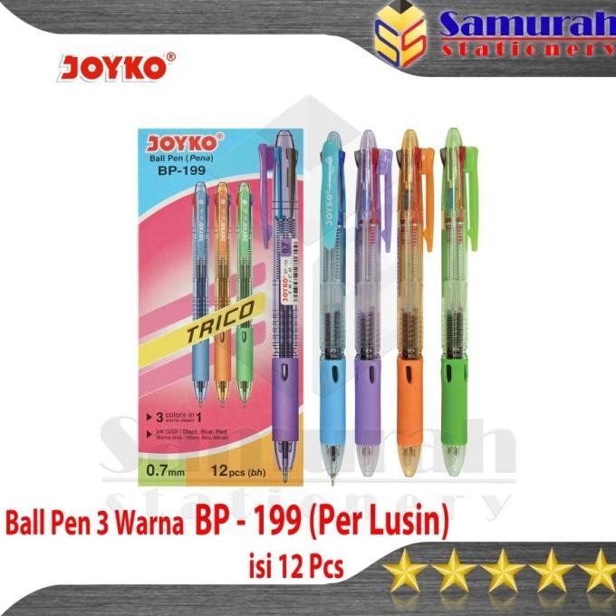 

Produk Baru!! Pulpen Joyko Trico 3 Warna BP 199 1 LUSIN ISI 12 PCS