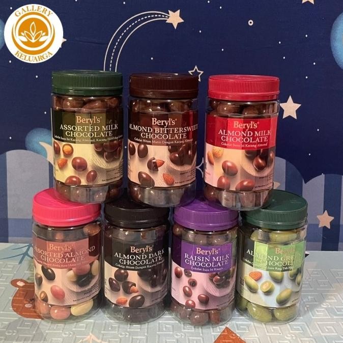 

coklat beryls almond kemasan toples/jar 450gram termurah