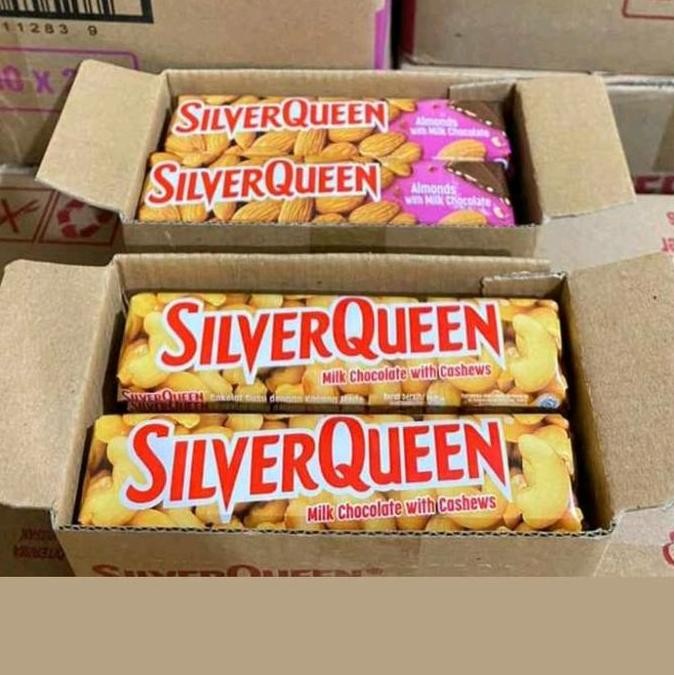 

silverqueen 55gr besarr milk cashew milk almond isi 10pc 1 box termurah