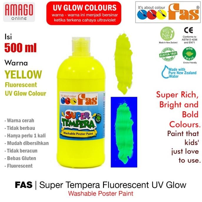 

FAS - SUPER TEMPERA FLUORESCENT UV GLOW PAINT - 500 ml - YELLOW