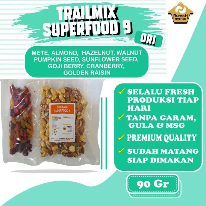 

trailmix 9 superfood 90gr kacang mete almond hazelnut walnut sunflower termurah
