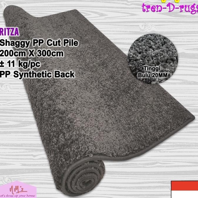Tren-D-rugs karpet shaggy polos jumbo besar ruang tamu tebal 200x300 '