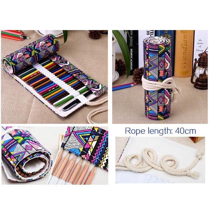 

Produk Baru!! BOHEMIAN Tempat Pensil Gulung Pulpen Pulpen Warna Kuas Lukis Makeup