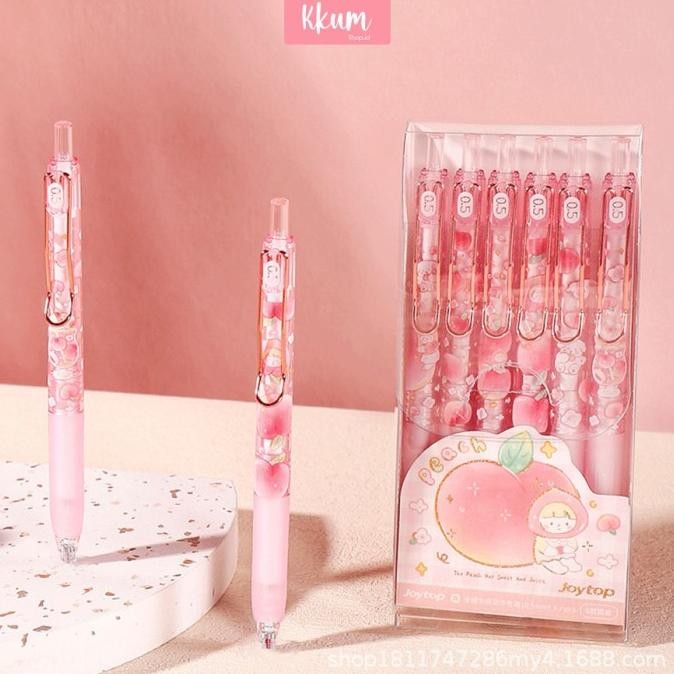 

Produk Baru!! 6Pcs Pulpen Gel Mekanik Lucu Peach Pink