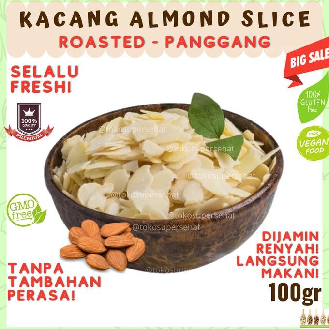 

almond slice organik 100gr (import usa) termurah