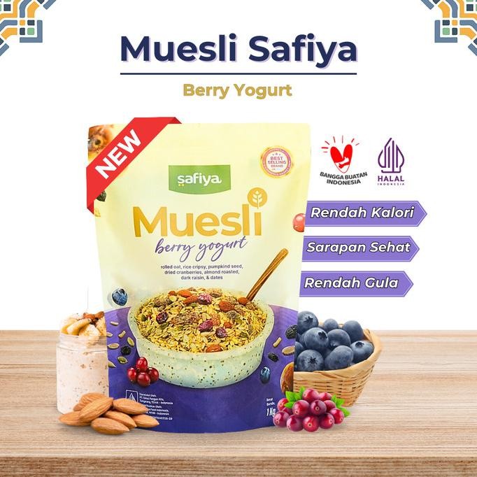 

muesli berry yogurt safiya 500 gr sereal oatmeal with almond sarapan sehat premium termurah