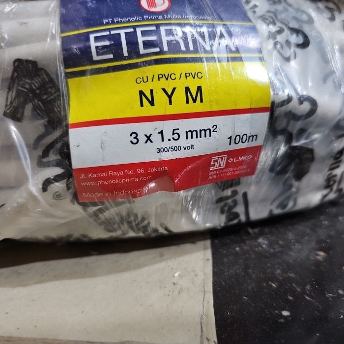 Kabel listrik tunggal NYM 3x1.5 mm Eterna 100meter 3 x 1.5 mm