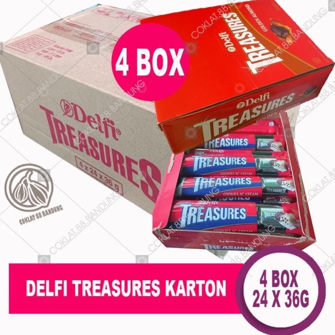 

delfi treasures kartonan isi 4 box golden almond cookies cream cokelat termurah