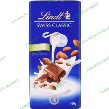 

(cokelat) lindt swiss classic milk almond 100g termurah