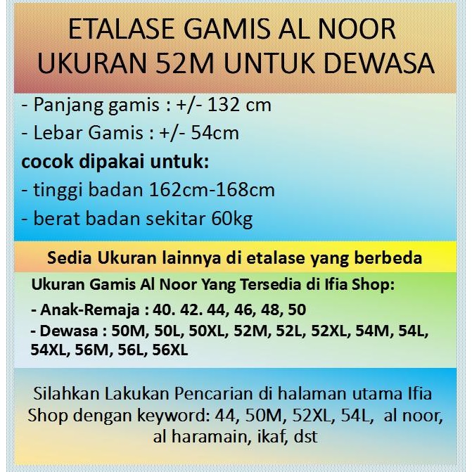 New 100% Originalll Gamis Al Noor Size 52M - Jubah Gamis Arab Al Noor Pakaian Al Haramain New Best Q