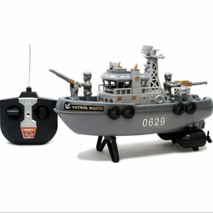 Murah Mainan Anak Remote Control Perahu Kapal Perang Marine Patrol Boat Non COD
