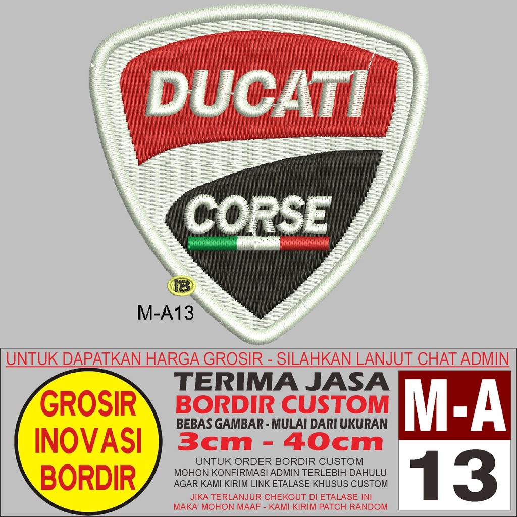 PATCH BORDIR LOGO M-A13 LOGO/BRAND AUTOMOTIV DUCATI - GIB REVIEW/TESTIMONI