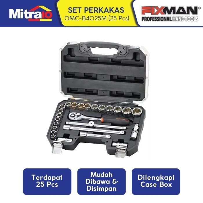Ready FIXMAN OMC-B4025M Socket Tools Set / Set Peralatan Kunci 25 Pcs