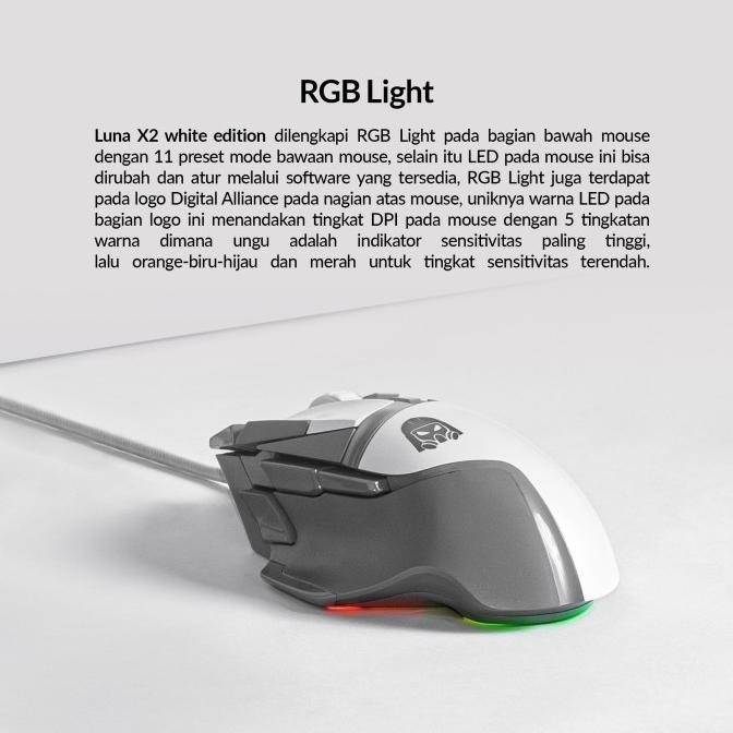 Mouse Gaming Digital Alliance Wired Ergonomic RGB Macro Huano Luna X2 P88L
