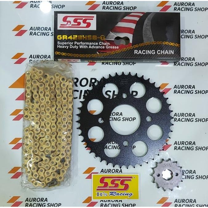 Gear Set Sss Black Cbr 150 R Cb 150 R Sonic & Rantai Sss 428 Hsbt Gold Original