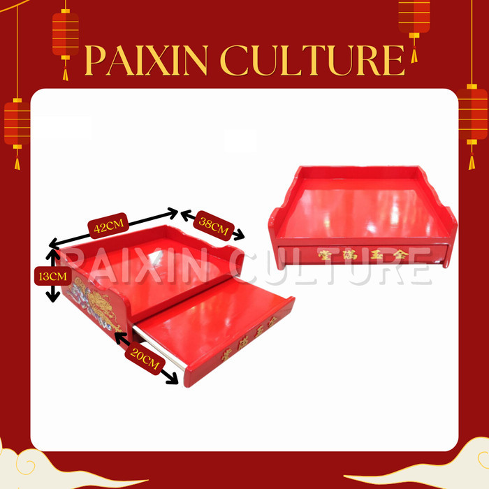 TERBARU Altar Meja Sembahyang Gantung - Tecukong / Thikong / Leluhur Merah 1242 Polos dan Motif Naga